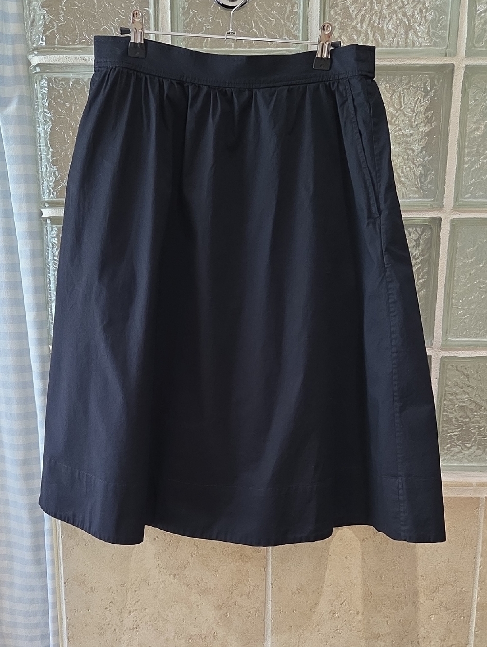 Eileen Fisher Organic Cotton Black A-Line Midi Women's Skirt Pockets XS